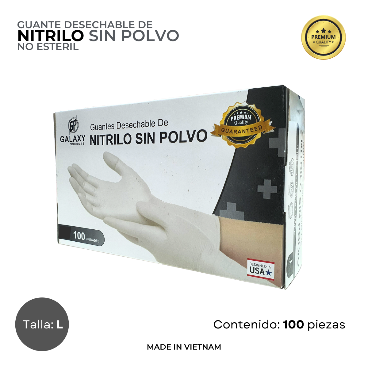 Guantes de nitrilo desechable talla l 100 pzas