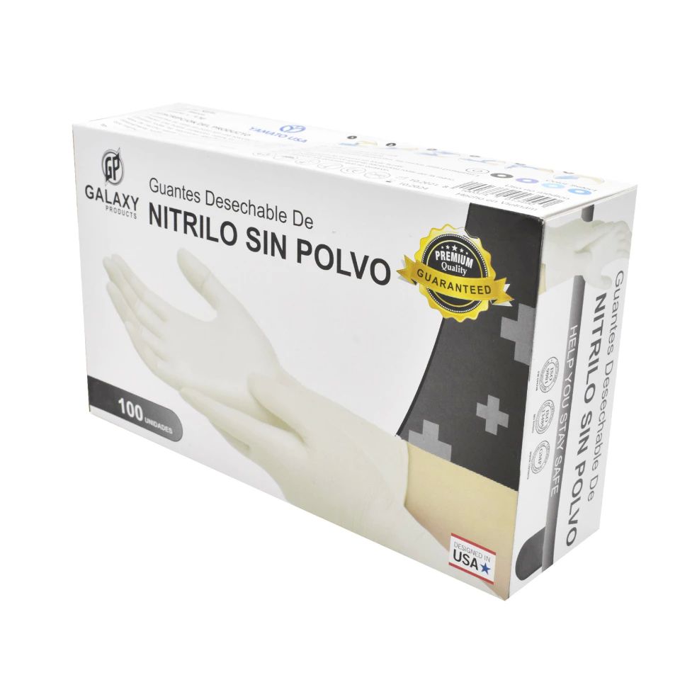 Guante de Nitrilo Blanco Desechable 100 pz Talla L - No Estéril