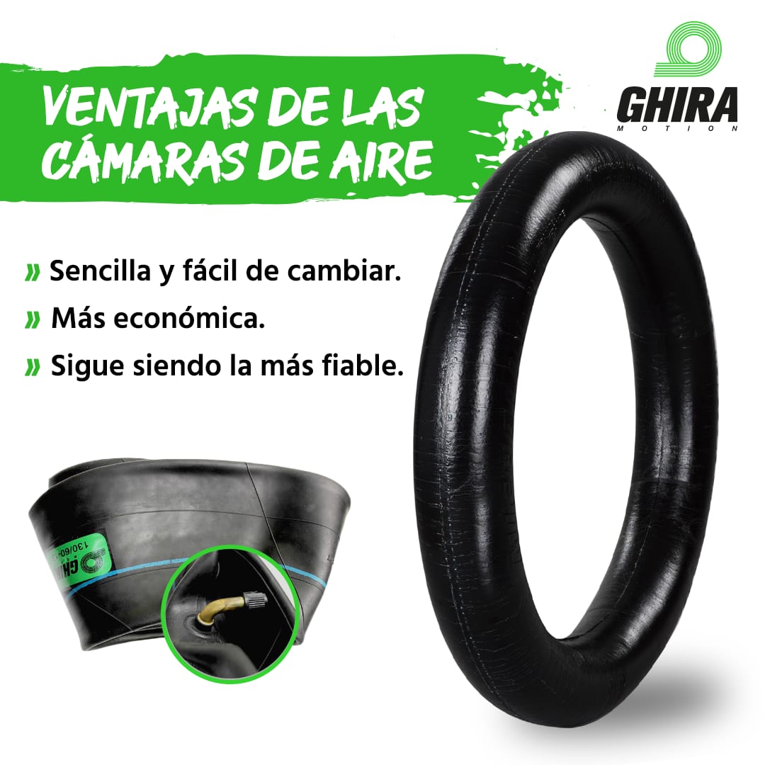 Cámara para llanta de motocicleta marca Ghira