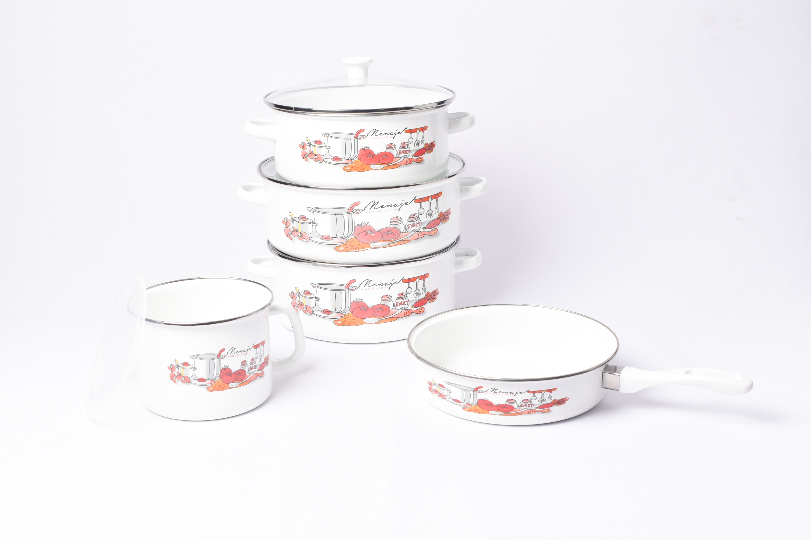 Batería De Cocina 10 Piezas Acero Porcelanizado