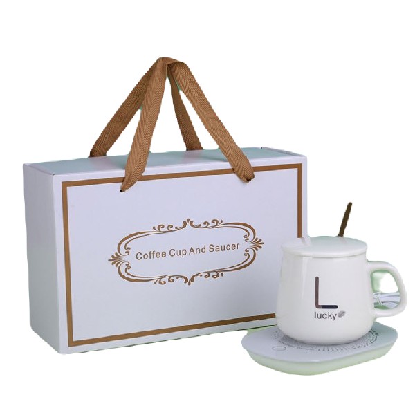 HOME-X Taza blanca con juego de calentador de tazas, accesorio de café para  el hogar u oficina, calentador de platos eléctrico pequeño, posavasos con