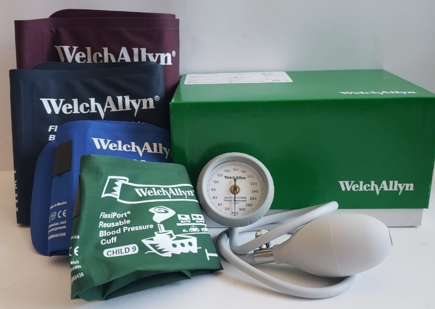 Baumanómetro aneroide Durashock, 4 brazaletes Welch Allyn