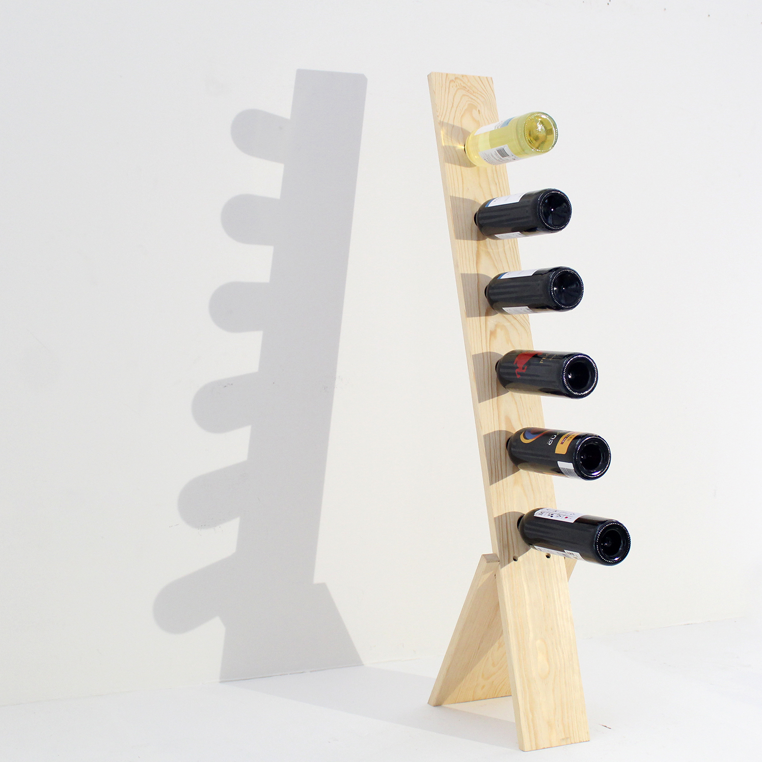 Rack (cava) para 6 botellas de vino, hecha a mano 100% con madera de pino