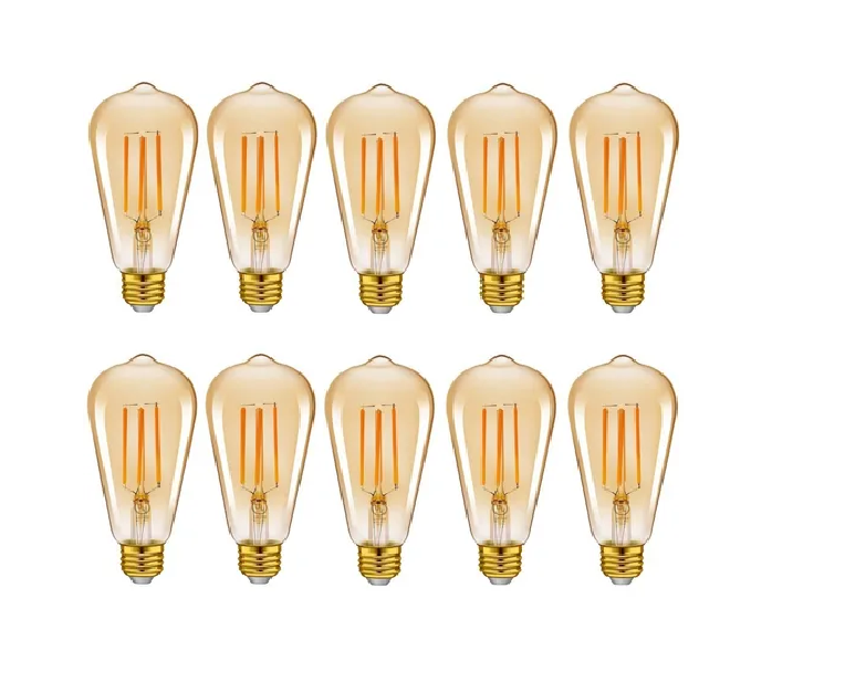 Foco Edison Vintage Bulbo Led 4w St64 Luz Calida 10 Pzas