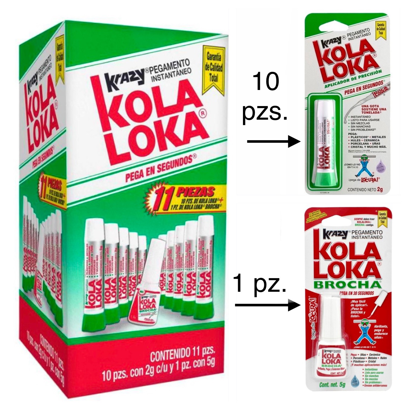 Pegamento instantáneo Kola Loka pack con 11 pzs.