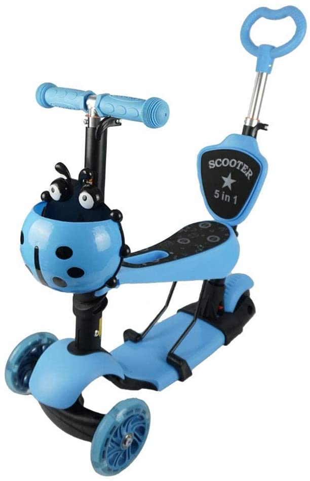 Scooter Catarina Azul Asiento, Bastón Desmontable Luz Led 1-8años