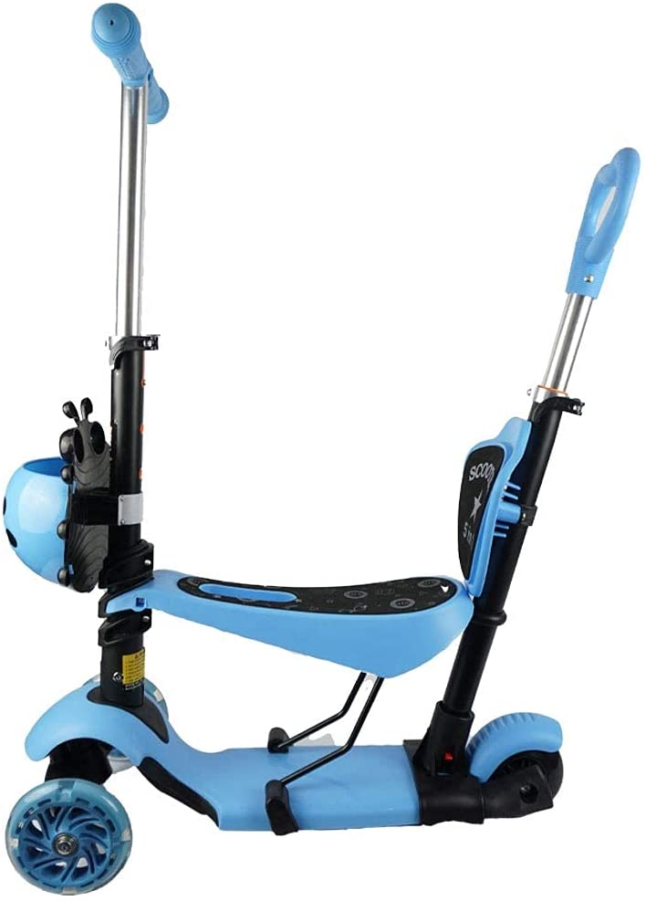 Scooter Catarina Azul Asiento, Bastón Desmontable Luz Led 1-8años