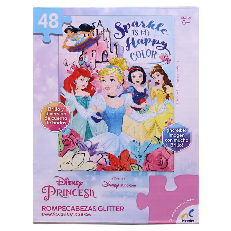 Novelty JCA-3095- Rompecabezas princesas 48 pzas especial glitter