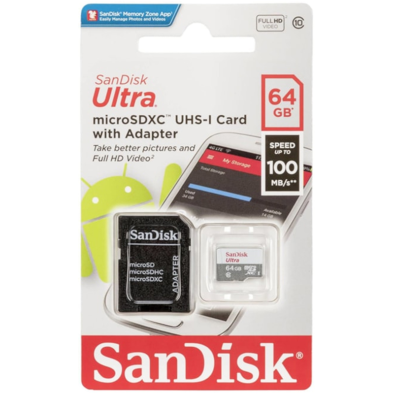 Memoria Micro SD 64GB SANDISK Full HD SDSQUNR-064G-GN3MA