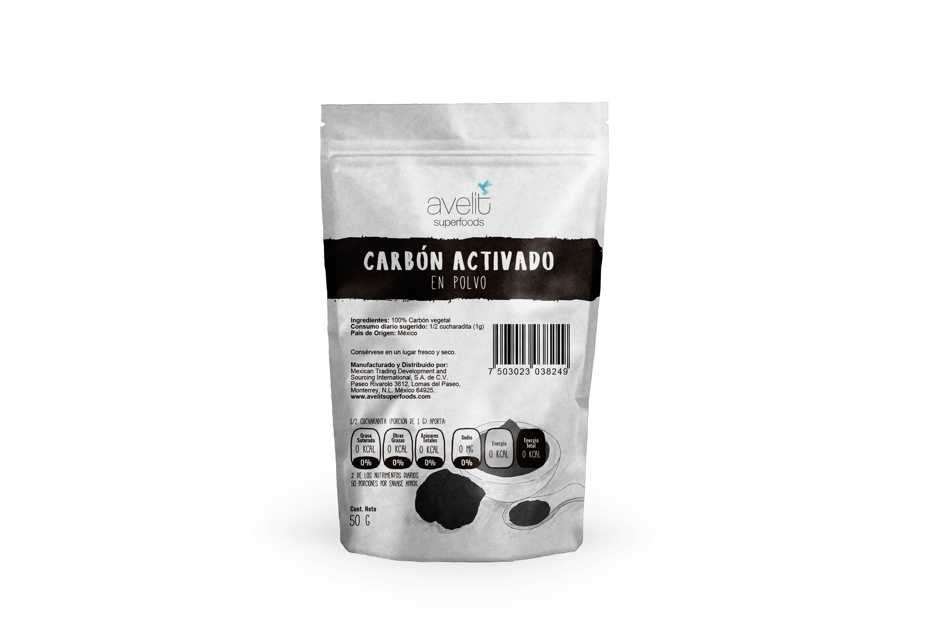 Carbón activado en polvo 50g