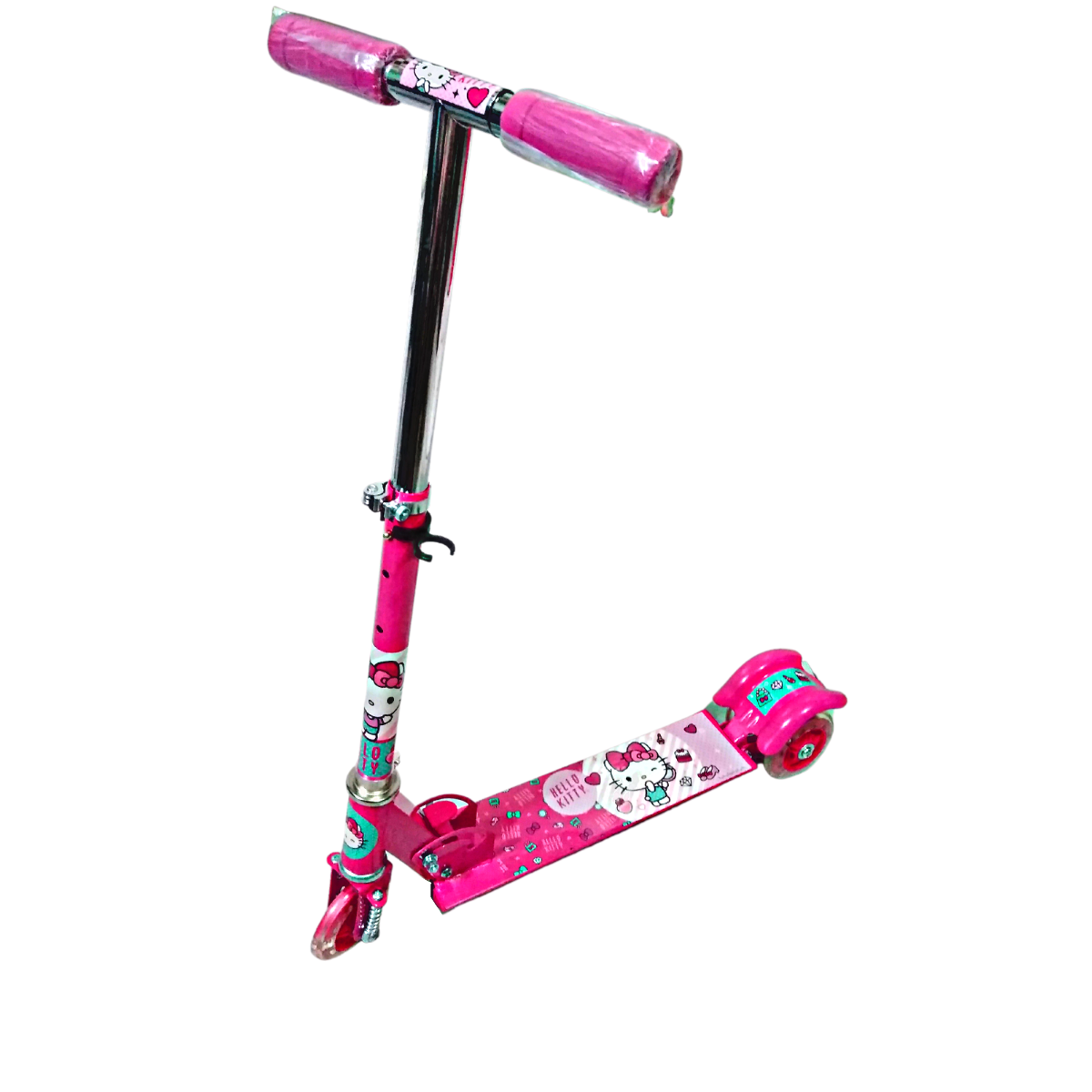 Scooter Plegable Hello Kitty Ajustable De 3 Ruedas Con Luz