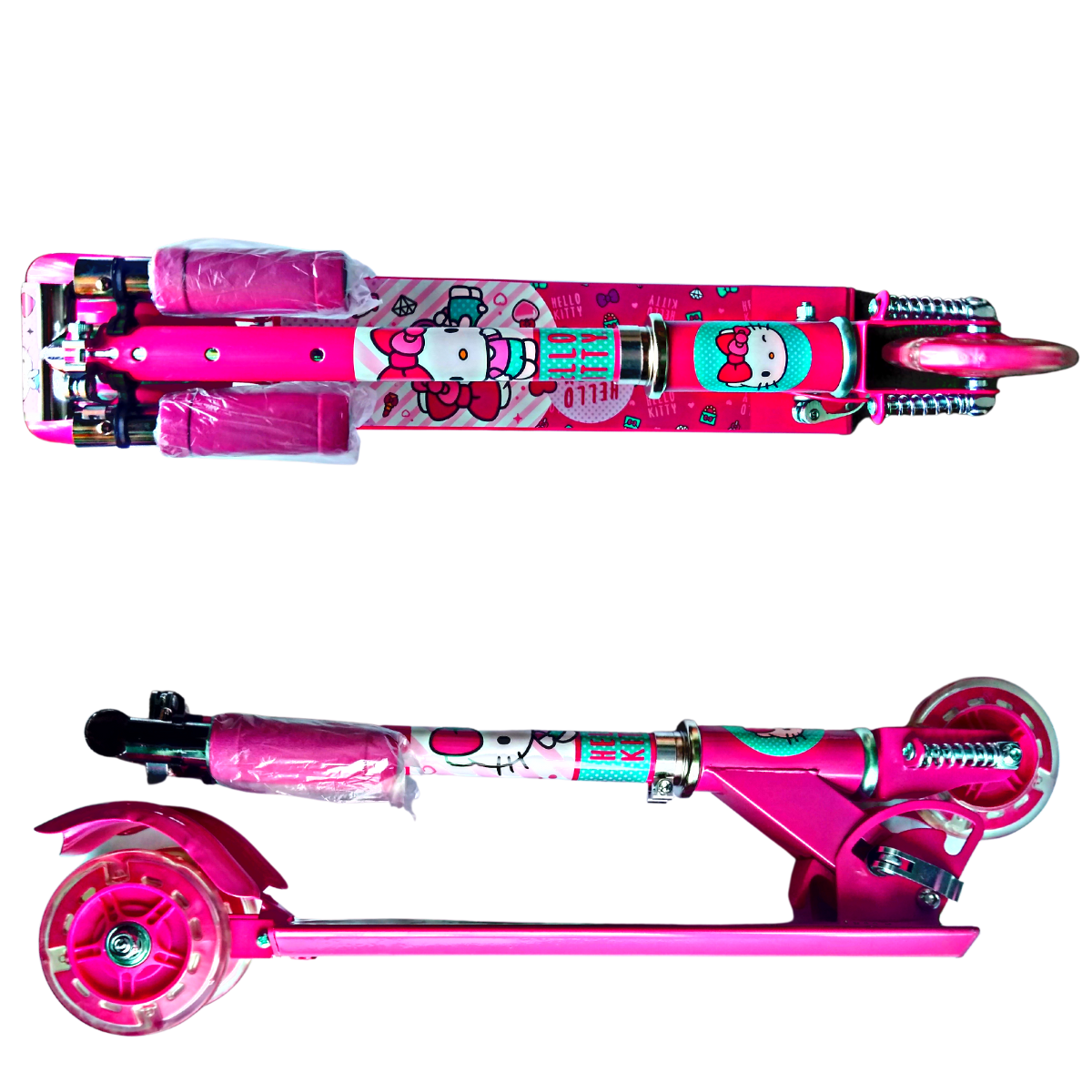 Scooter Plegable Hello Kitty Ajustable De 3 Ruedas Con Luz