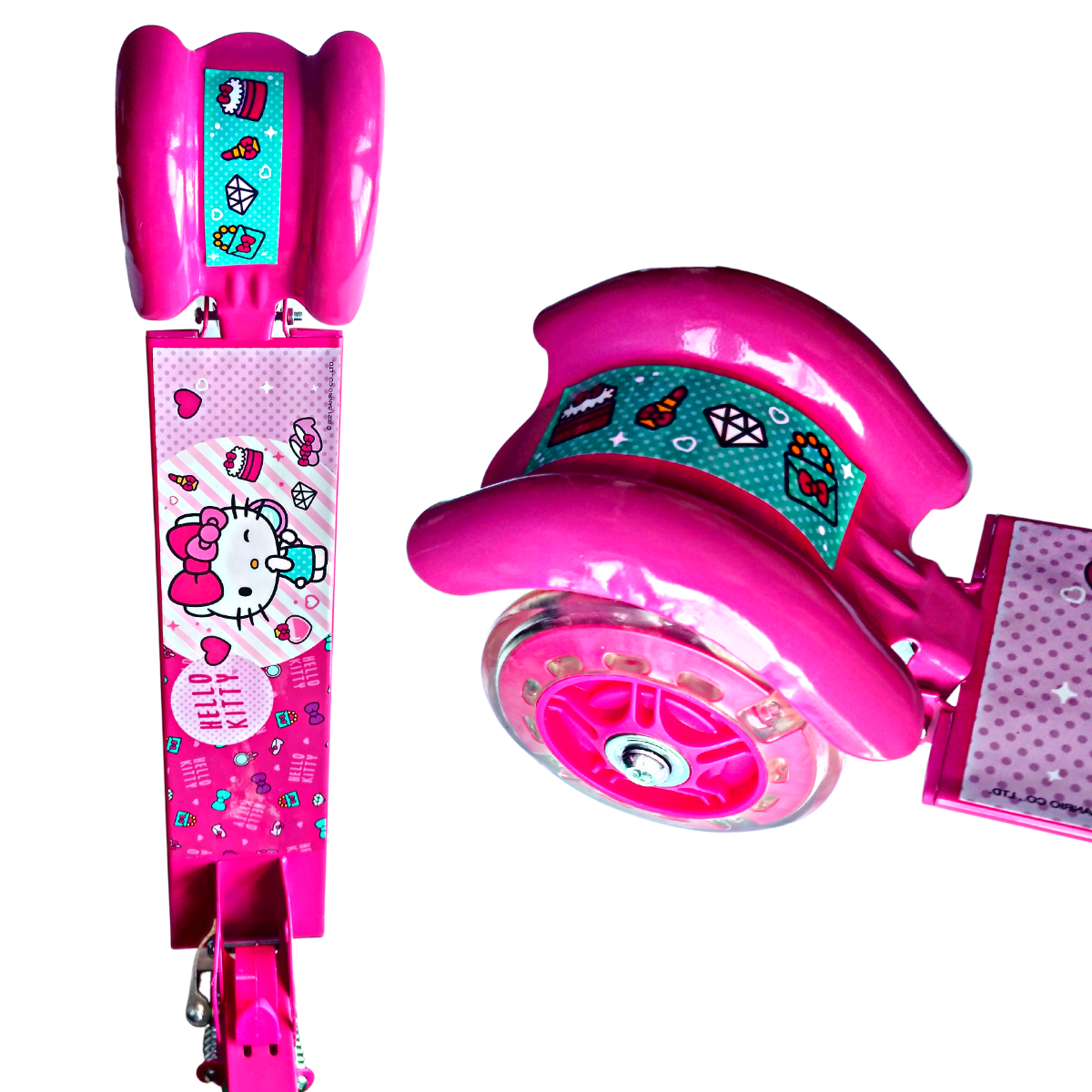 Scooter Plegable Hello Kitty Ajustable De 3 Ruedas Con Luz