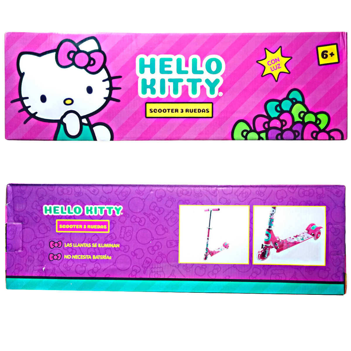 Scooter Plegable Hello Kitty Ajustable De 3 Ruedas Con Luz