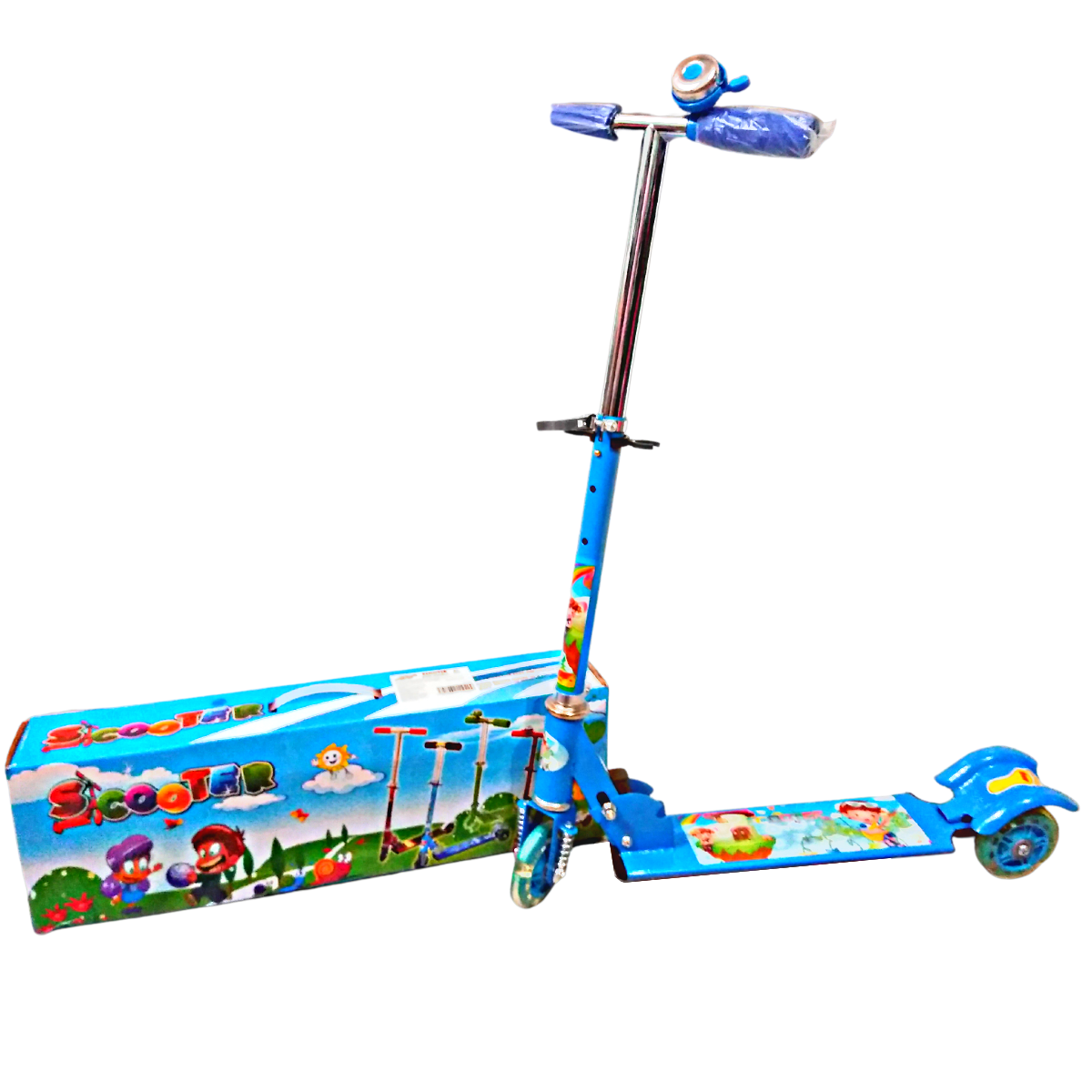 Scooter Patín Del Diablo Plegable Azul De 3 Ruedas