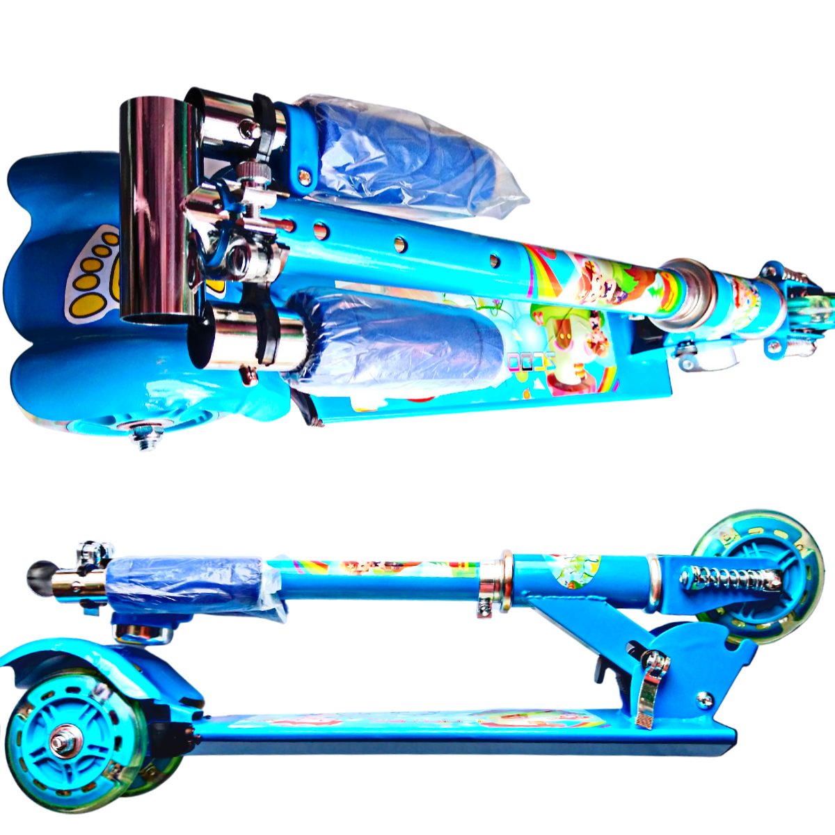 Scooter Patín Del Diablo Plegable Azul De 3 Ruedas