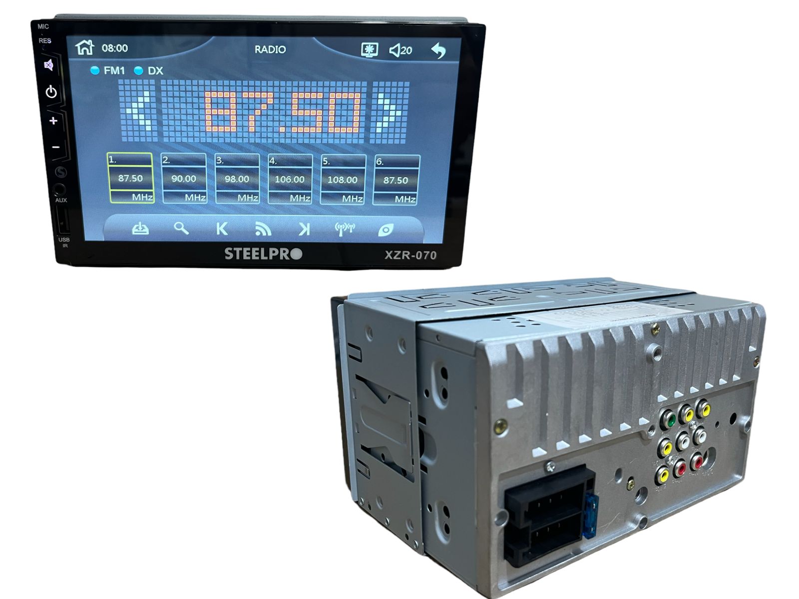 Estereo pantalla steelpro 7" con camara de reversa porta placa pk413