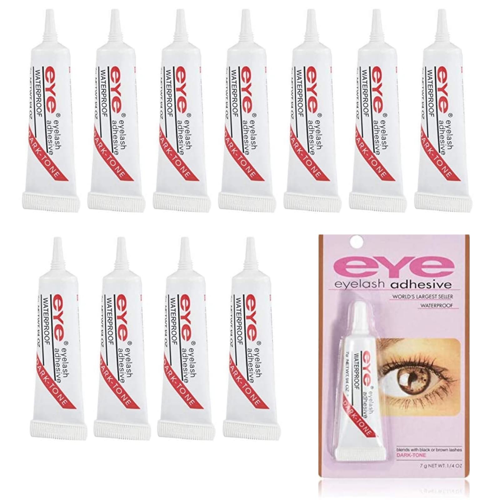 12 Pegamentos Para Pestañas EYE Caja c/12 pzs. Individuales 7 grs. Color Negro Waterproof