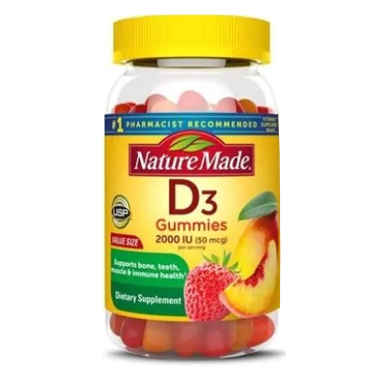 Gomitas Vitamina D3 2000iu 50mcg Nature Made Cuida Tus Huesos 150 Gomita sabor Fresa-Durazno