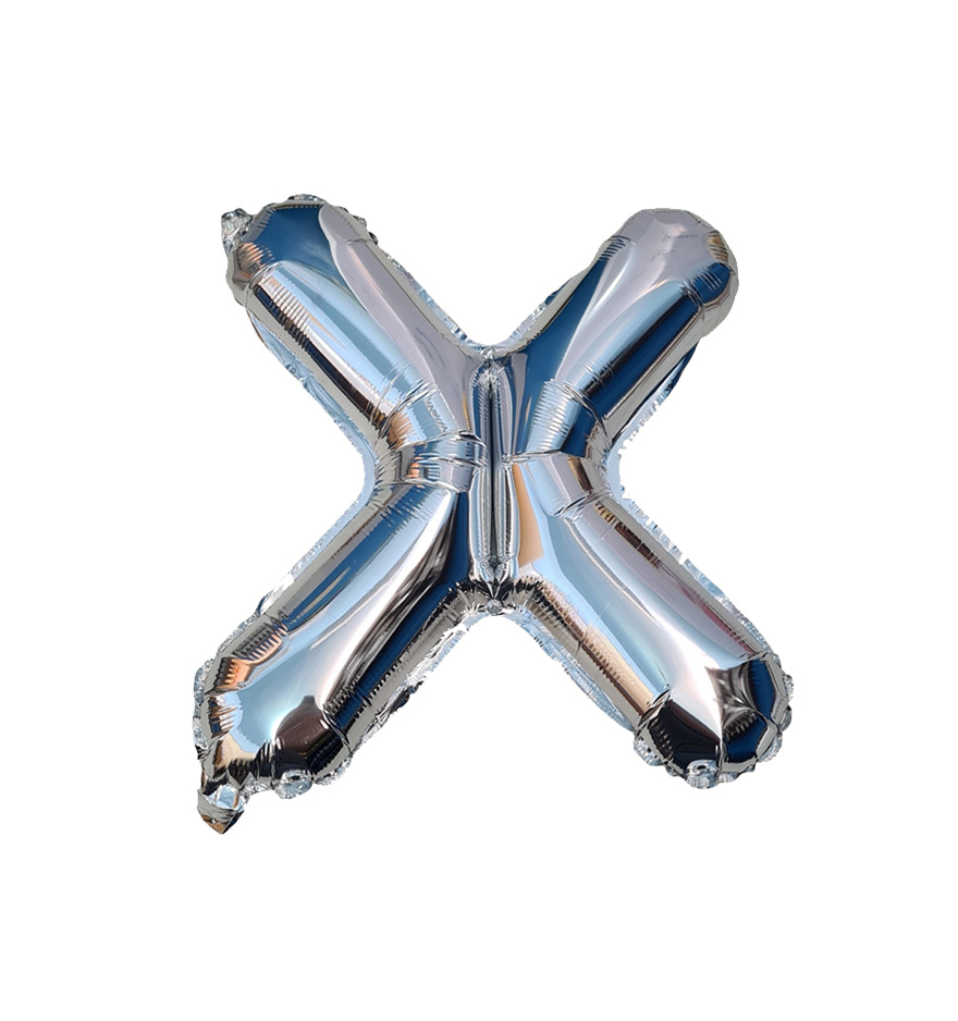 Globos de letra X  de papel de aluminio de 14 pulgadas oro plata rose gold azul rey fuchsia