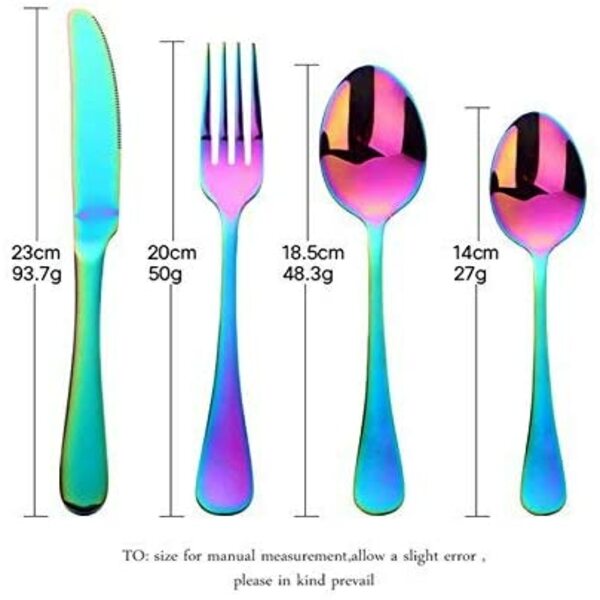 Set de cubiertos de colores tornasol 24 piezas 