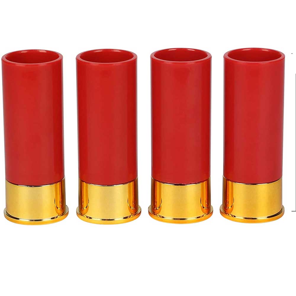 Set 4 Vaso Shots en Forma de Cartucho Calibre 12