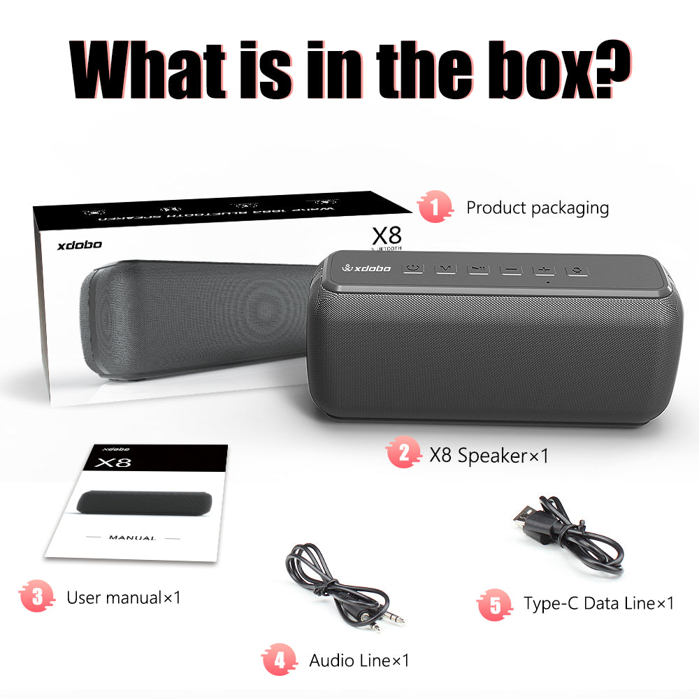 XDOBO X8 Bocina Bluetooth 5.0 de 60 Watts IPX5 TWS Negro