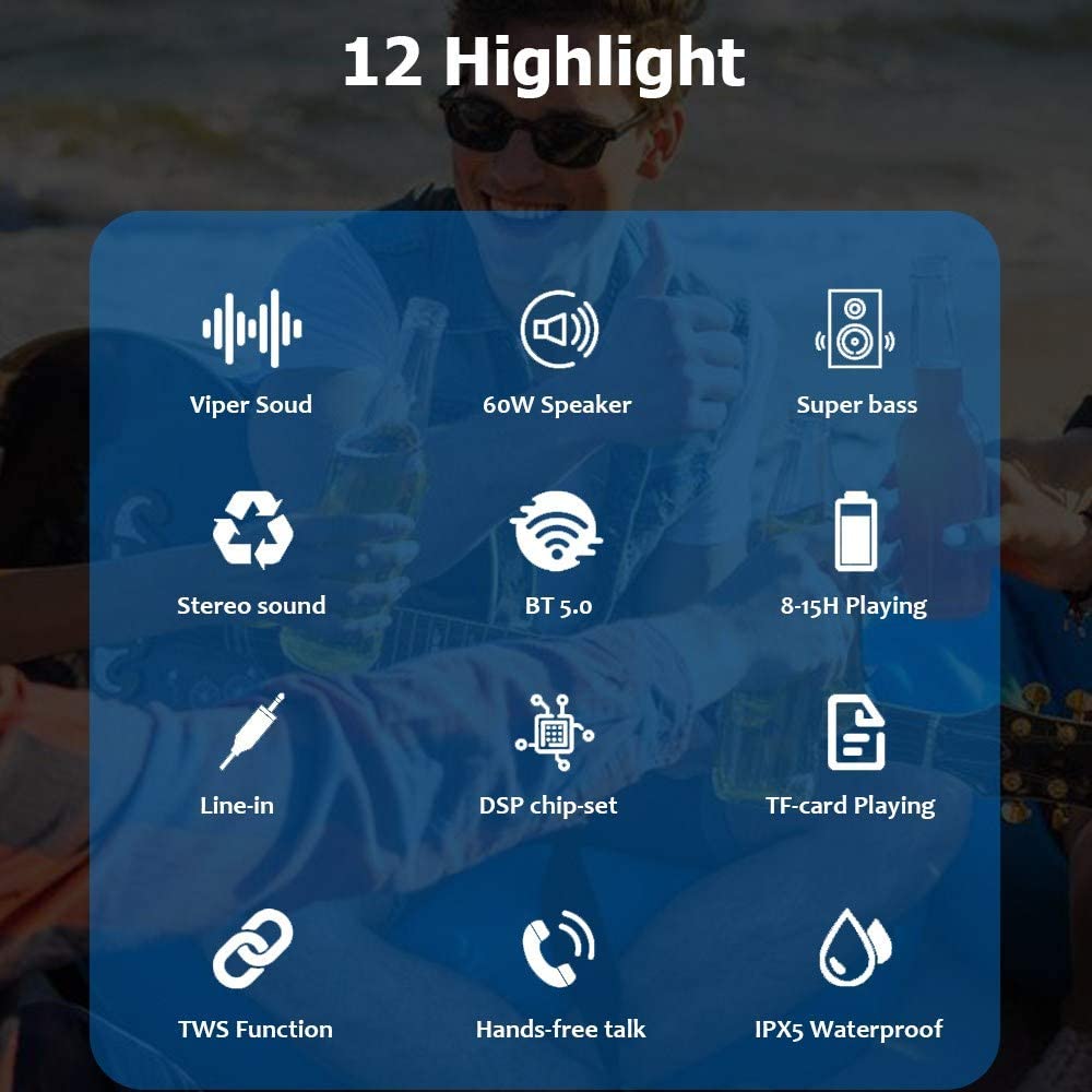 XDOBO X8 Bocina Bluetooth 5.0 de 60 Watts IPX5 TWS Negro