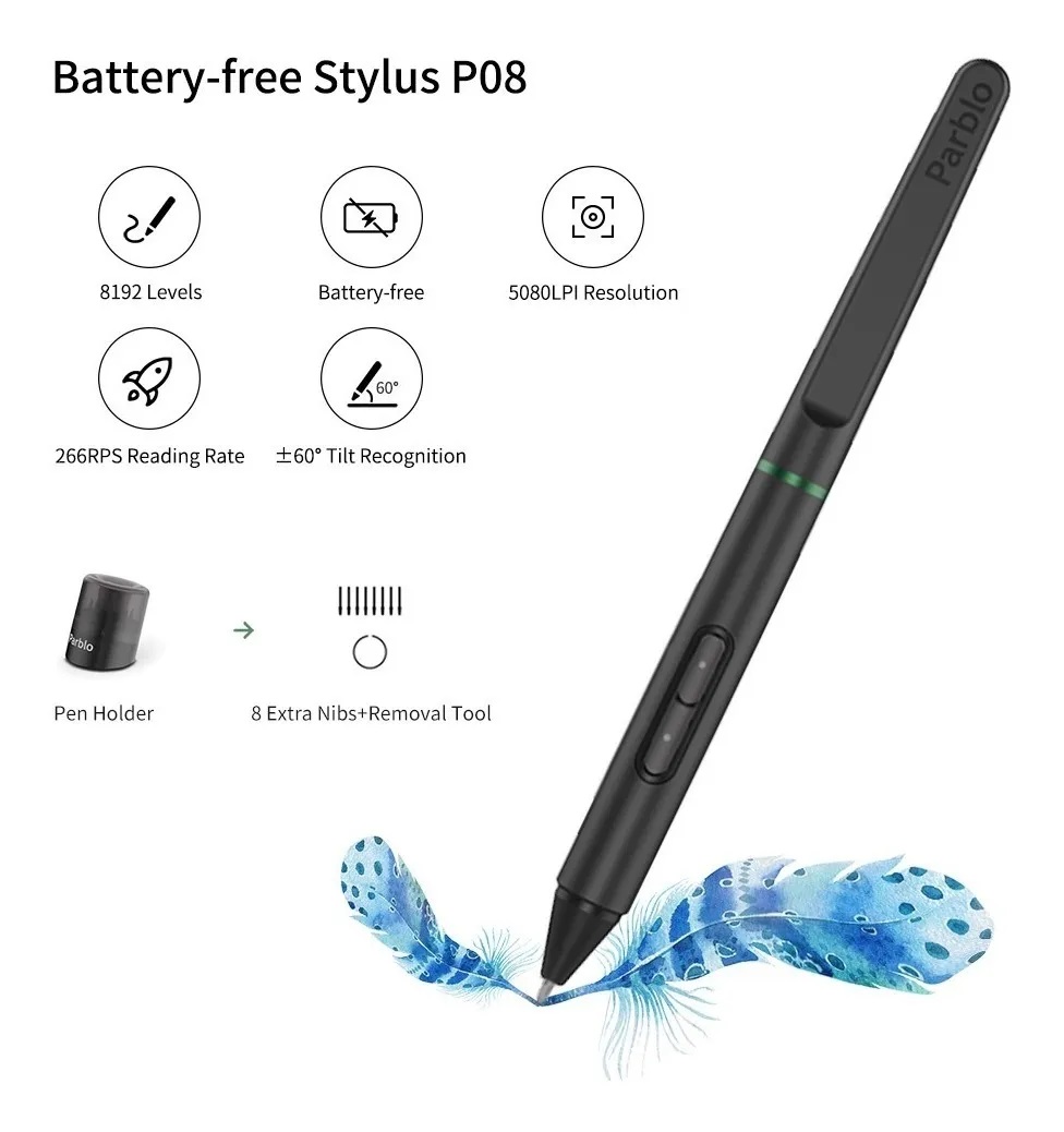 Tableta Digitalizadora Dibujo Parblo Intangbo M 10x6 Pulgada