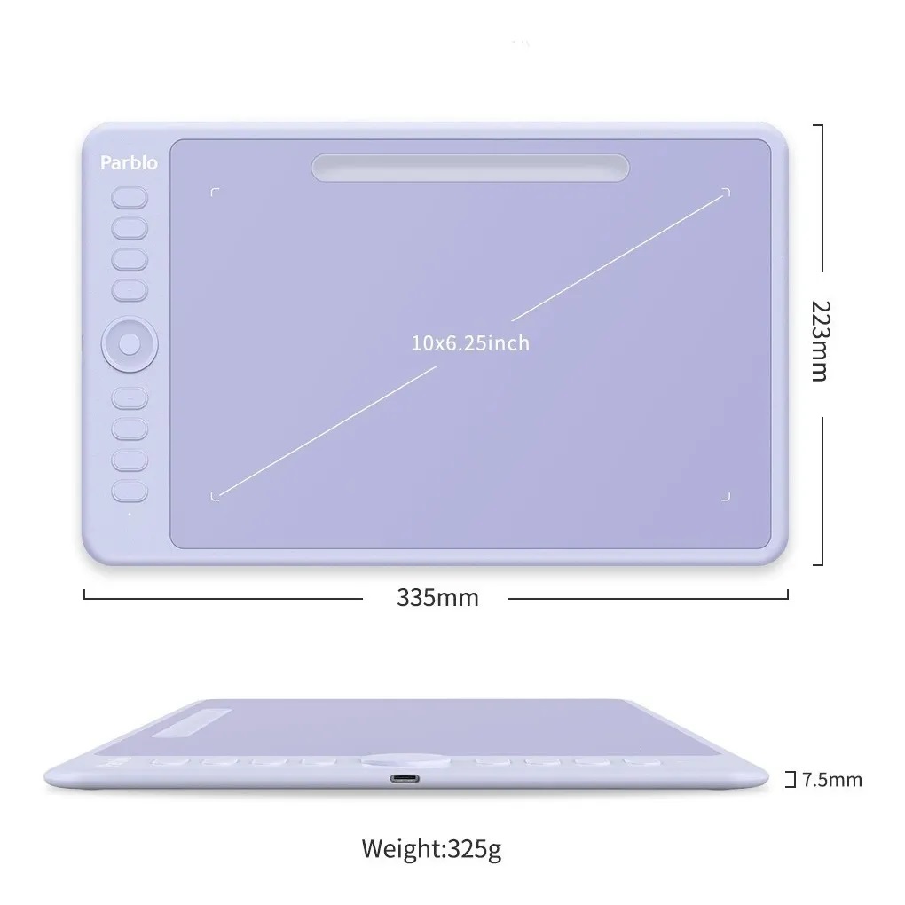 Tableta Digitalizadora Dibujo Parblo Intangbo M 10x6 Pulgada
