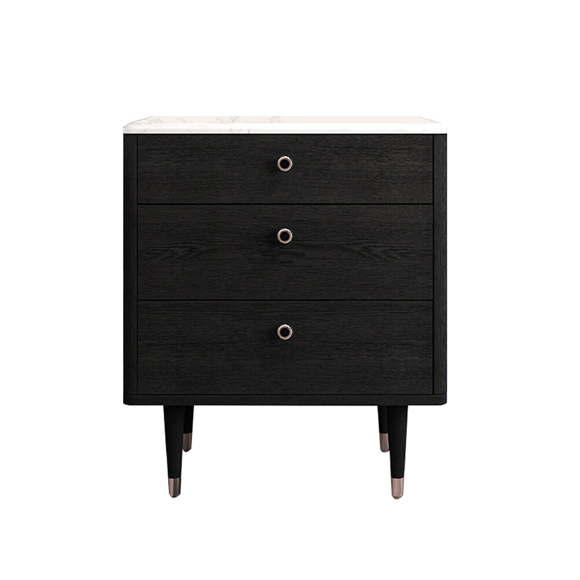 Buró De 3 Cajones Mesa De Noche Praga Cubierta Efecto Mármol