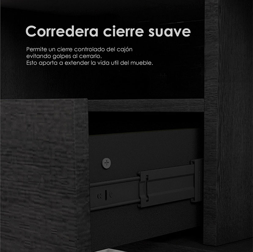 Buró De 3 Cajones Mesa De Noche Praga Cubierta Efecto Mármol