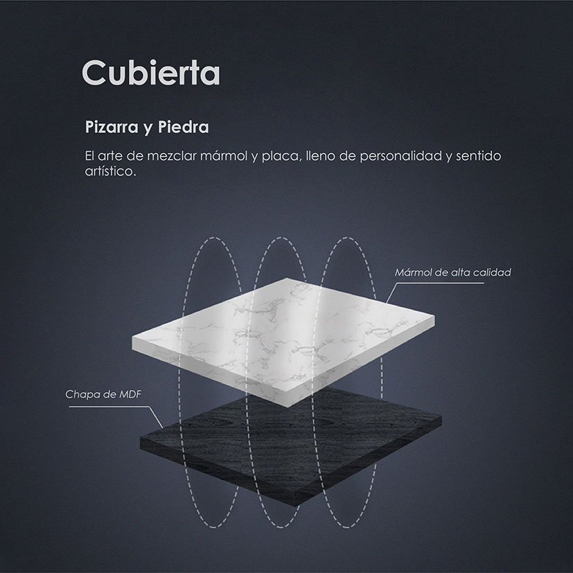 Buró De 3 Cajones Mesa De Noche Praga Cubierta Efecto Mármol