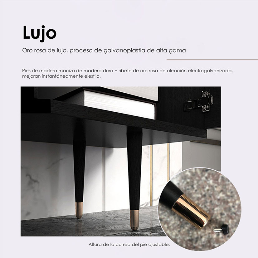 Buró De 3 Cajones Mesa De Noche Praga Cubierta Efecto Mármol