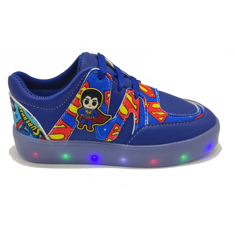 Tenis Zapato Niño Super Man Luces Led Urbanos