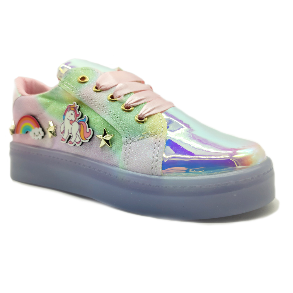 Tenis Unicornio Niña Luces Led Impacto Tornasol