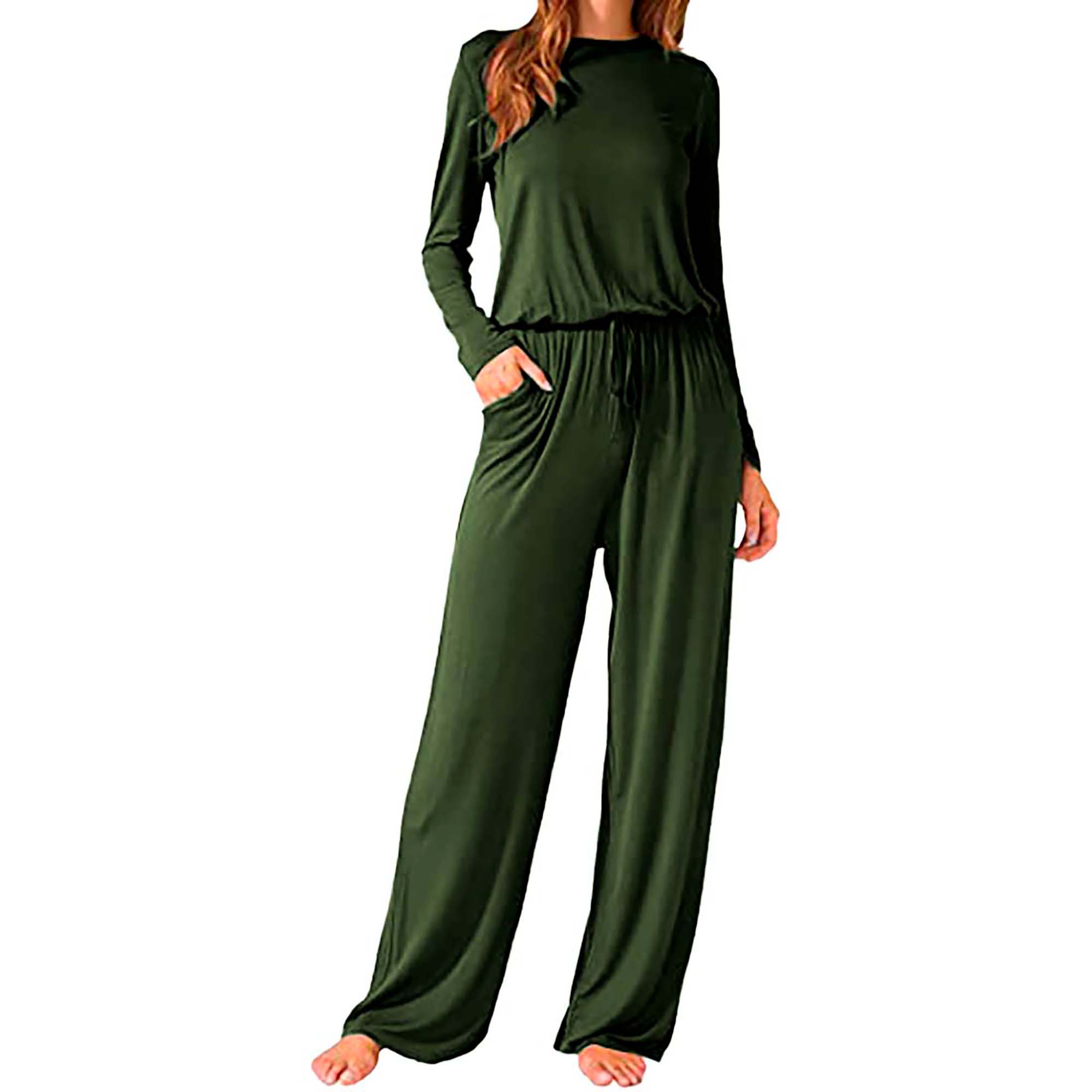 Pijama holgada, cuello redondo, manga larga