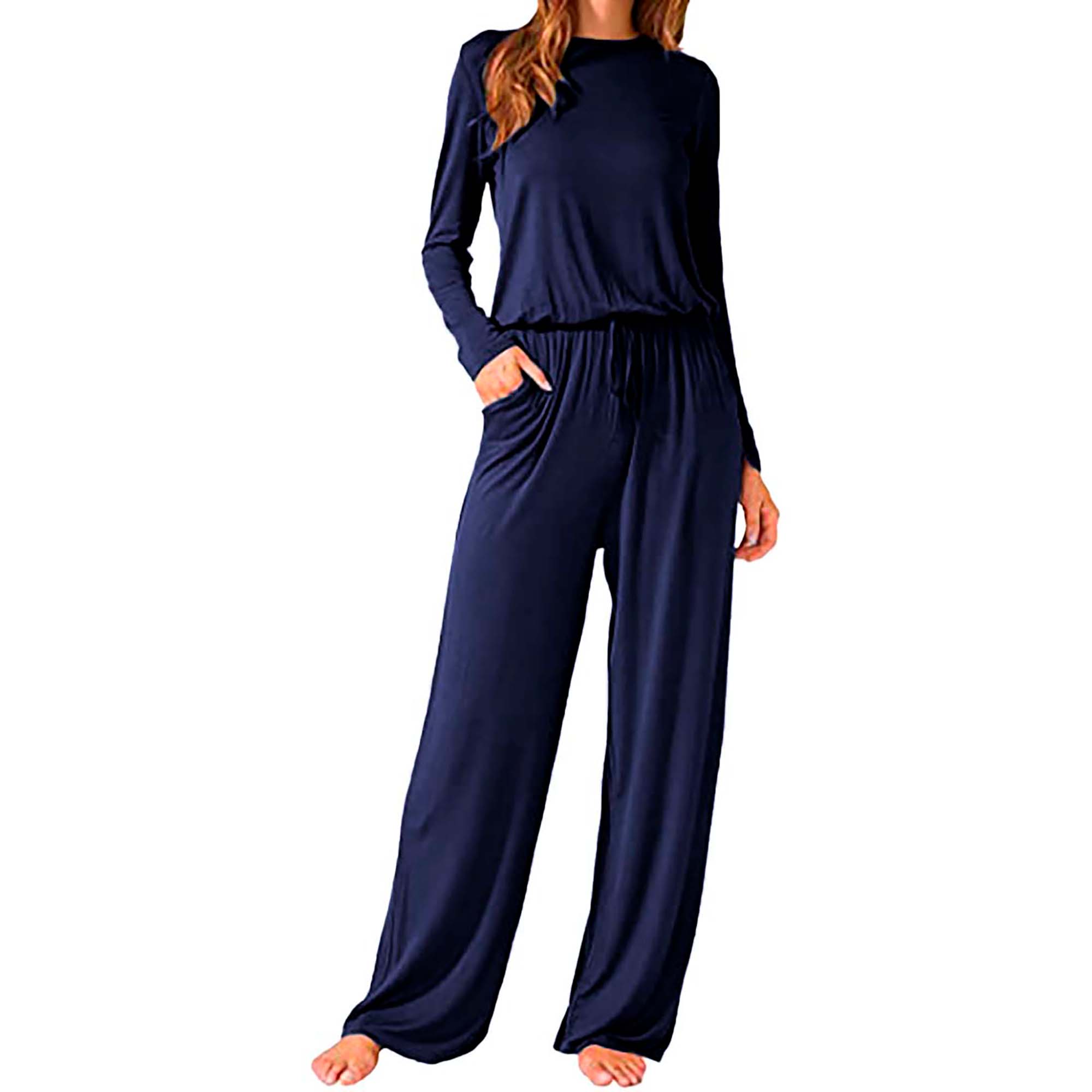 Pijama holgada, cuello redondo, manga larga