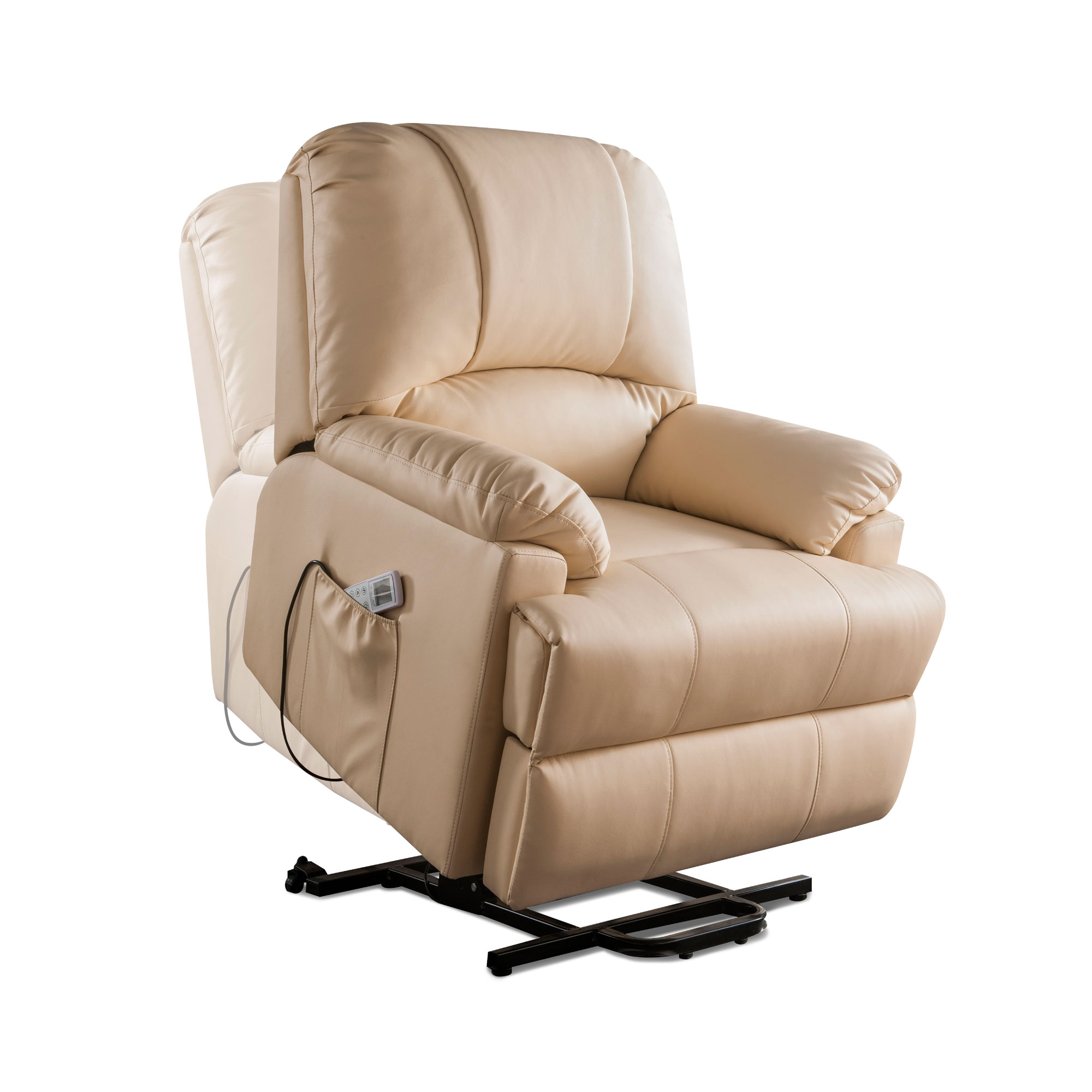 Reclinable Reposet Ixora con Elevación y Masaje Eléctrico de Vinipiel Beige