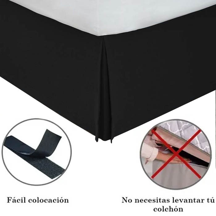 Rodapie De Cama King | Faldón Para Colchón | Negro