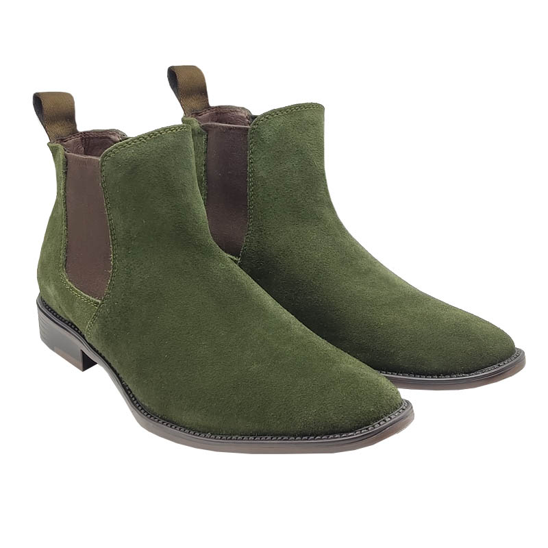 Botines 20hrs 651 Verde Gamuza Hombre Casual Formal 100% Piel