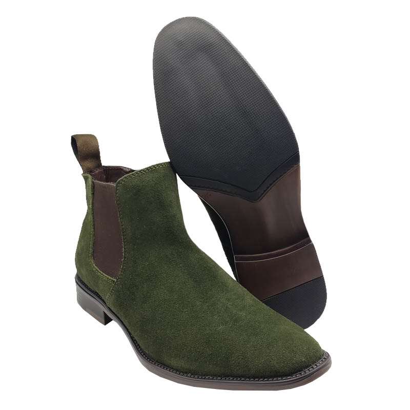 Botines 20hrs 651 Verde Gamuza Hombre Casual Formal 100% Piel