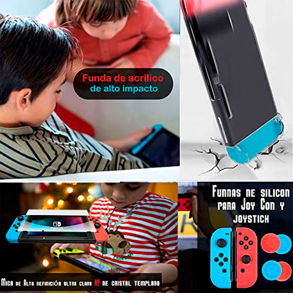 Estuche Mario para nintendo switch 16 en 1 El kit más completo de accesorios para tu nintendo OLED.