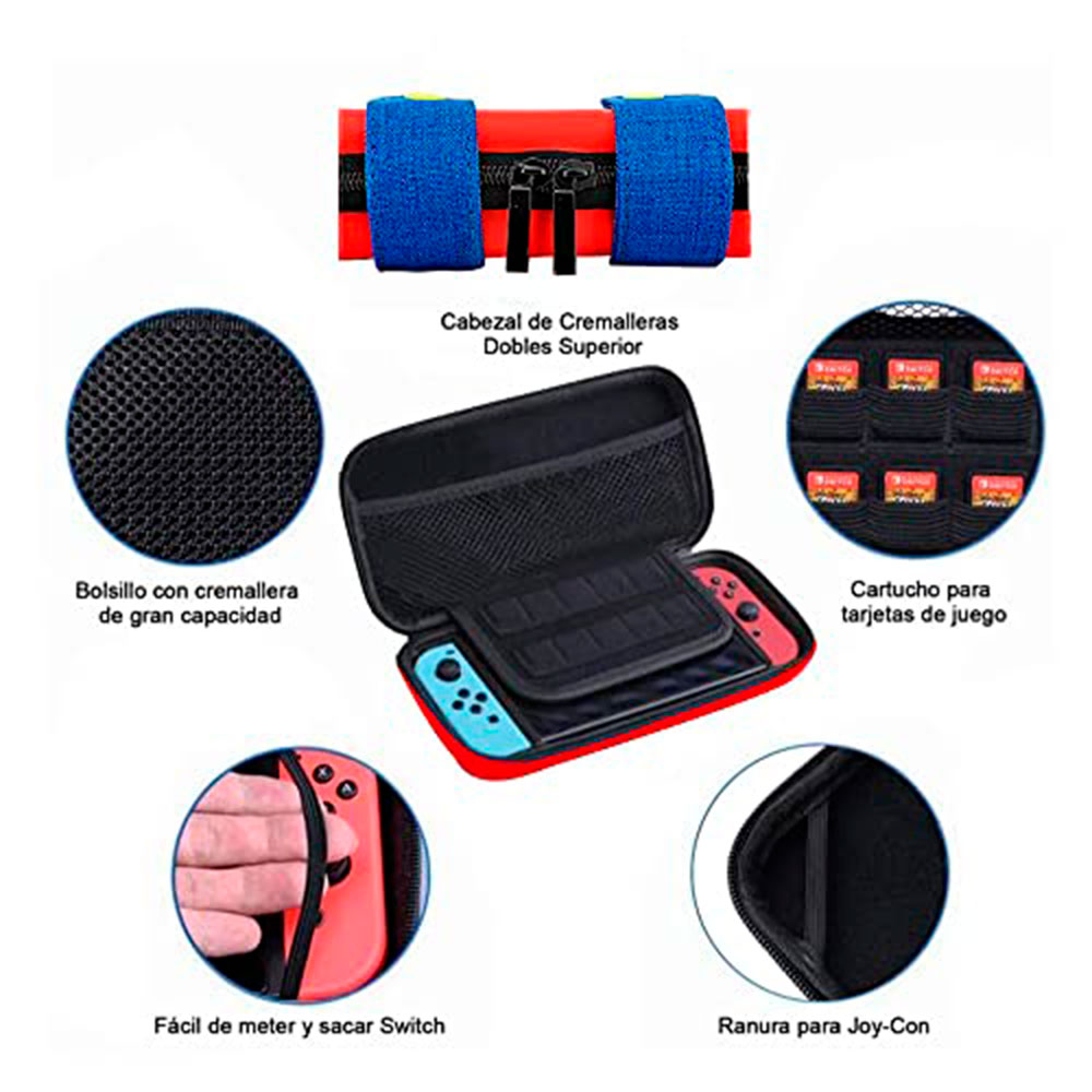 Estuche Mario para nintendo switch 16 en 1 El kit más completo de accesorios para tu nintendo OLED.