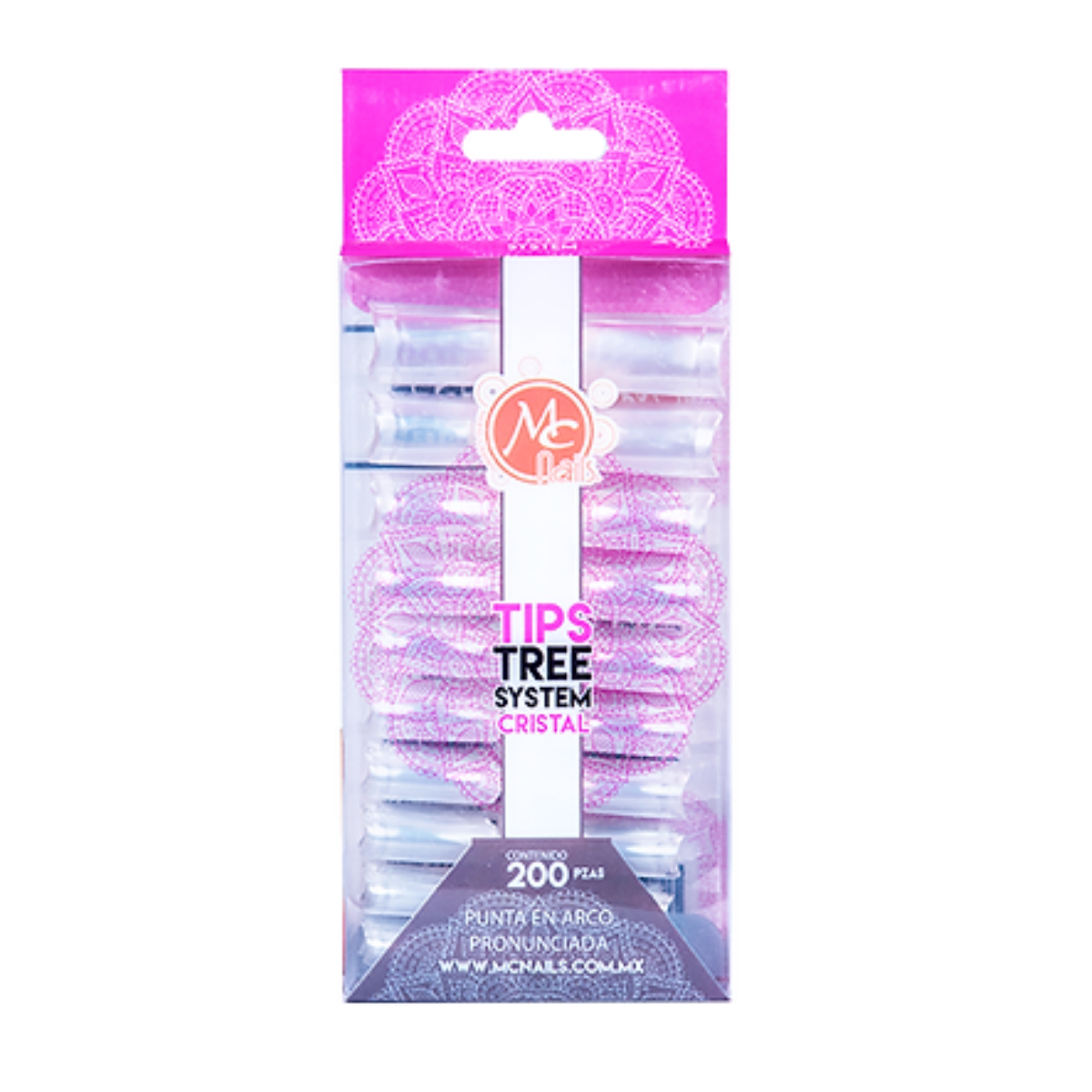 Mc Nails Tips Punta En Arco / Curva C. 200 Piezas Cristal