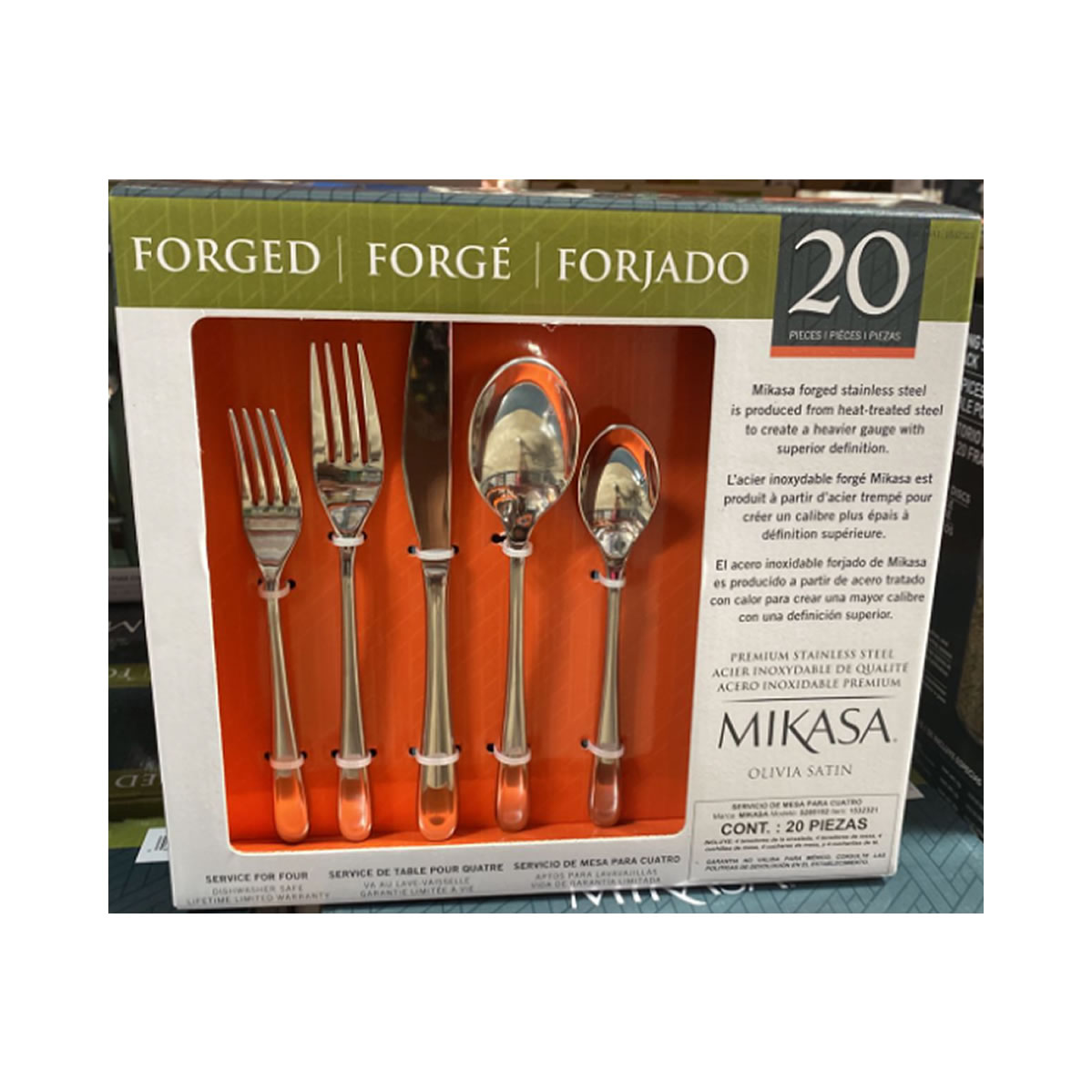 Mikasa, Juego de Cubiertos de Acero Inoxidable 20 piezas Olivia