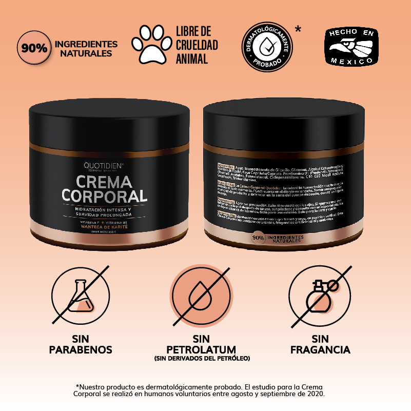 Crema Corporal con Manteca de Karite Crema para Cuerpo Hidratante Corporal Quotidien 450g