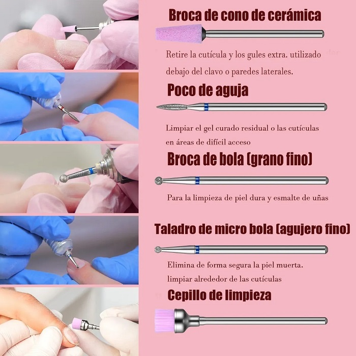 30 Piezas Juego De Brocas De Uñas De Cerámica Profesional