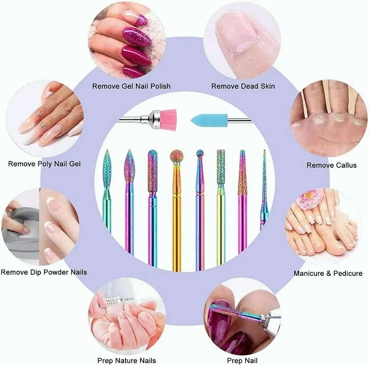 10 Piezas Brocas Para Uñas Limpiador De Cutículas Taladro 
