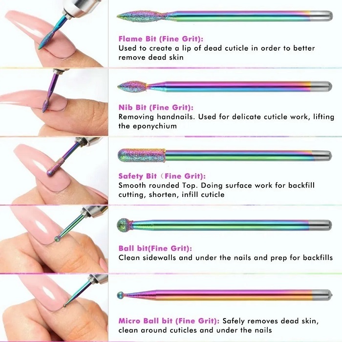 10 Piezas Brocas Para Uñas Limpiador De Cutículas Taladro 